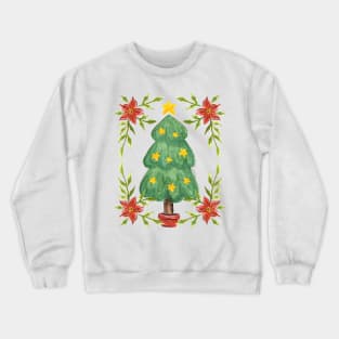 Cute Watercolor Christmas Tree Crewneck Sweatshirt